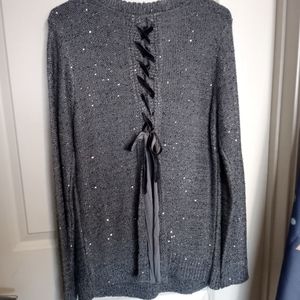 Don't wear anymore. Grey sequin sweater-LG 12-14. Purple Cardigan XL-XXL